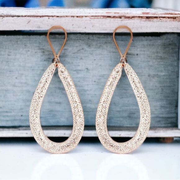 Amrita Singh Crystal Mesh Gold Teardrop Earrings - Picture 1 of 5